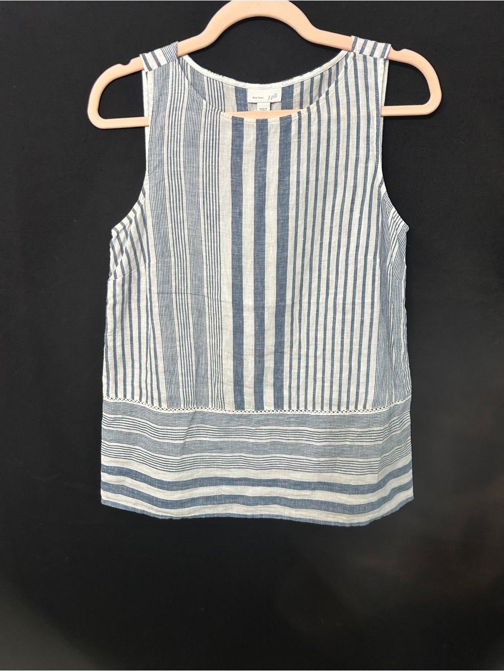 Women’s J.Jill Love Linen Blue White Striped Sleeveless Top XS